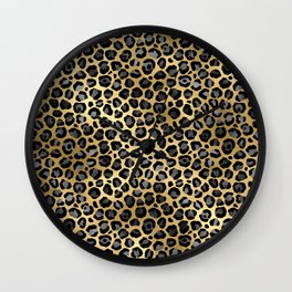 Gold Leopard Print Pattern 01 Wall Clock | Animalpattern, Leopard, Trendyleopardprint, Leopardprint, Animalfur, Jaguarpattern, Cheetahfur, Cheetahprint, Goldleopard, Graphicdesign 