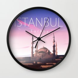 Istanbul Turkey travel poster Wall Clock | Turkeymap, Turkeyprint, Canvasposter, Istanbulcanvas, Turkeyart, Istanbulcity, Turkeysunset, Vintageposter, Istanbulposter, Travelposter 