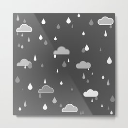 Grey Rains Metal Print | Raindrops, Black And White, Clouds, Graphic Design, Cloudy, Meteorologist, Pattern, Rainyday, Rainy, Cuddleweather 