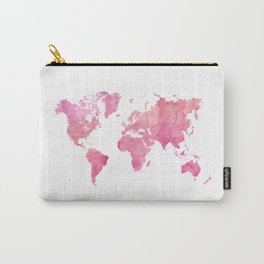 Pink world map Carry-All Pouch | Planet, Landscape, Vector, Earth, Painting, Travel, Graphicdesign, Blush, Country, Worldmap 