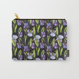 Marla's Irises dark background Carry-All Pouch | Watercolorflowers, Pleinair, Paintedflowers, Blooms, Irispattern, Purpleflowers, Irises, Painting, Blossoms, Watercolorpainting 