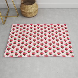 Chocolate Covered Strawberry Hearts Rug | Chocolatestrawberry, Heart, Hearts, Chocolate, Red, Strawberry, Valentine, Digital, Pink, Drawing 