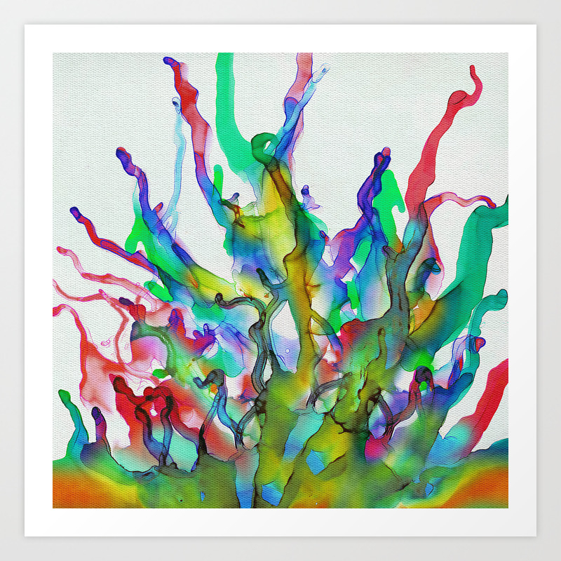Tropical Plant Colorful Abstract Painting Art Print By Klaraacel