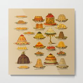 Vintage Cakes Desserts Kitchen Metal Print | Vintage, Retro, Vintagecooking, Eats, Chocolate, Vanilla, Vintagecakes, Kitchen, Tart, Fruit 