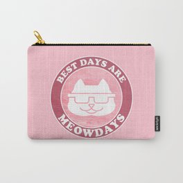 "Best Days are Meowdays" Retro Cool Fat Sunglasses Cat for Cat Lovers - Pastel Pink Carry-All Pouch | Pastelcat, Catmondays, Chonkycat, Catlover, Pastelpinkcat, Graphicdesign, Fatcat, Bestmeowdays, Vintagecat, Catdad 