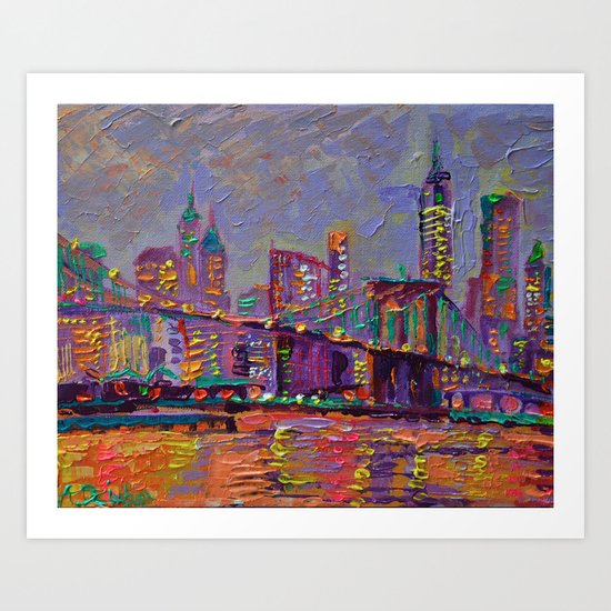 New York City Lights Palette Knife Painting Abstract Manhattan