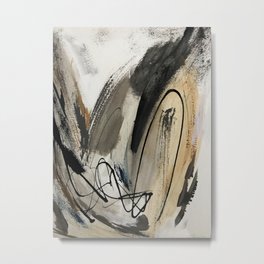 Drift [5]: a neutral abstract mixed media piece in black, white, gray, brown Metal Print | Towel, Wallart, Print, Case, Leggings, Painting, Backpack, Rug, Fineart, Homedecor 