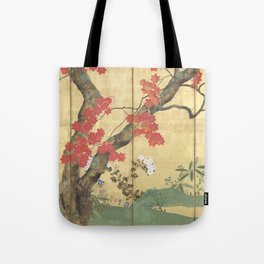 Maple Tree Japanese Edo Period Six-Panel Gold Leaf Screen Tote Bag