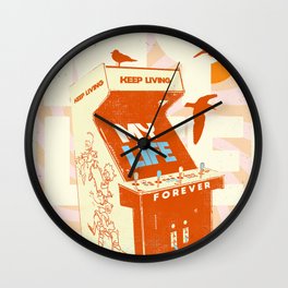 MY LIFE Wall Clock | Arcade, Game, Dream, Vapor, Water, Seagulls, Surreal, Vaporwave, Sea, Ocean 