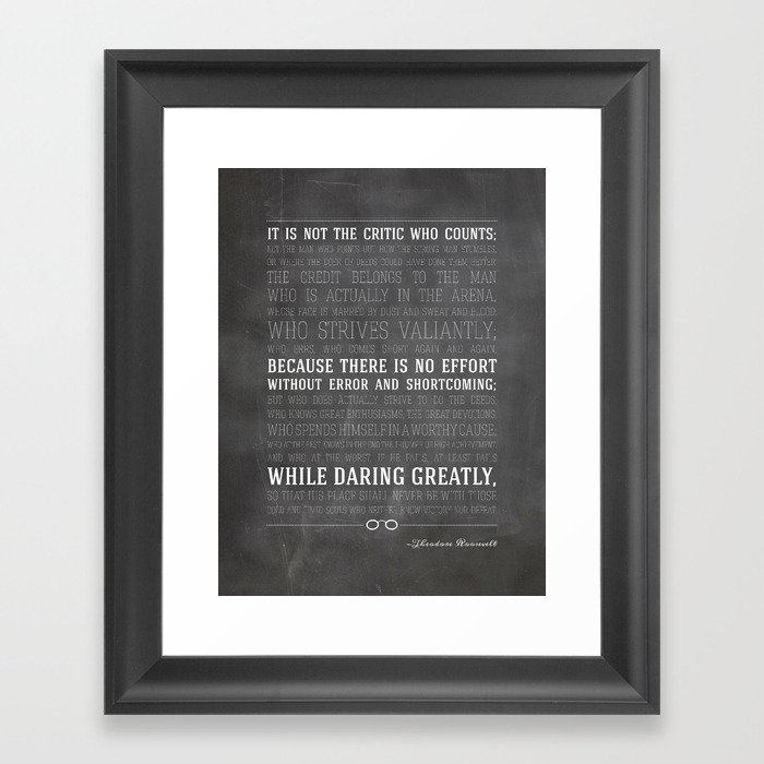 Man In The Arena Theodore Roosevelt Quote Framed Art Print By Pier23 Society6