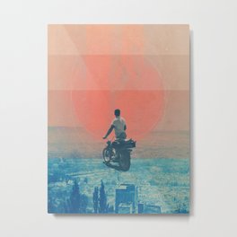 Looking right into the Eye of the Summer Metal Print | Digital, Man, Orange, Curated, Vintage, Frankmoth, Retro, Motorbike, Collage, Nostalgia 