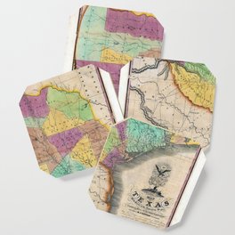 Antique Map of Texas 1837 Coaster
