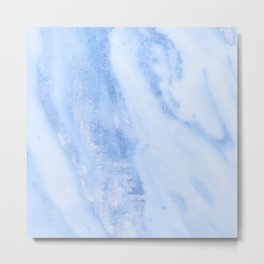 Shimmery Pure Cerulean Blue Marble Metallic Metal Print | Marble, Metal, Shimmer, Graphicdesign, Shiny, Vein, Marbled, Metallic, Gold, White 