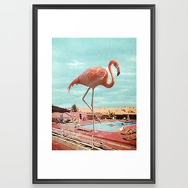 Flamingo on Holiday Framed Art Print | Vacation, Pool, Arizona, Collage, Birds, Vintage, Surrealism, California, Flamingoes, Flamingos 