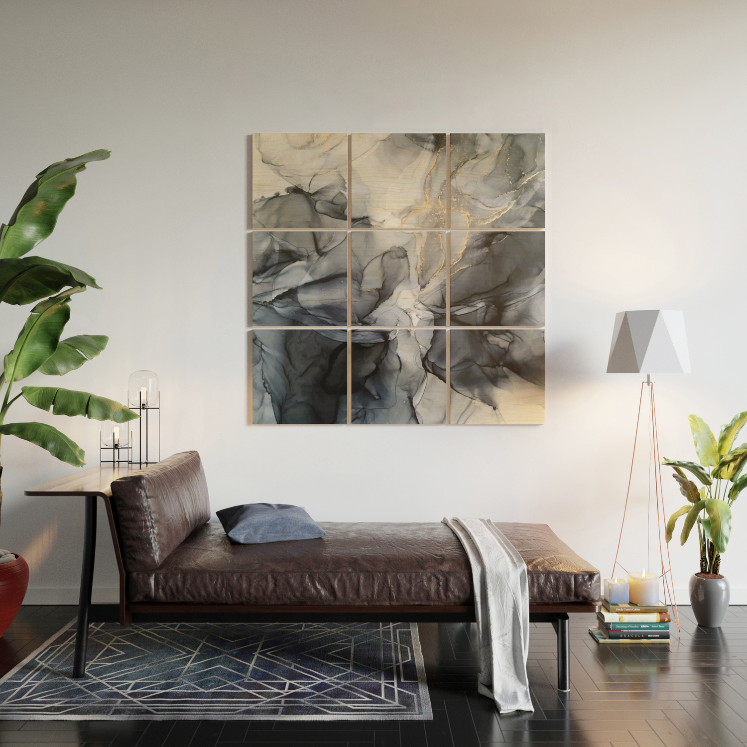 Calm But Dramatic Light Monochromatic Black Grey Abstract Wood