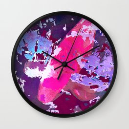 Japanese Koi in Pond - Hot Pink Goldfish Watercolor Art Wall Clock