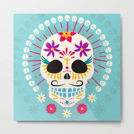 Dios De Los Muertos Day of the Dead Sugar Skull Fiesta Metal Print | Illustration, Latin, Graphicdesign, Mexican, Dayofthedead, Geeky, Skull, Digital, Diosdelosmuertos, Sugarskull 
