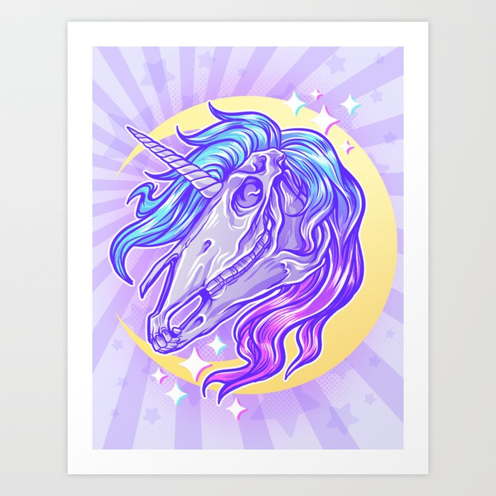 Unicorn Skull Art Print By Retkikosmos Society6