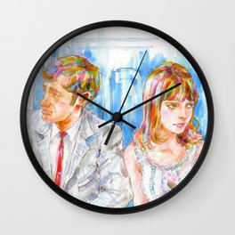 Cinema2 - Pierrot Le Fou Wall Clock | Illustration, Jean Paulbelmondo, Painting, Annakarina, Cinema, Jean Lucgodard, Frenchfilm, Nouvellevague, Watercolor 