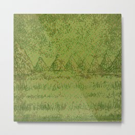 Peso Mountains Metal Print | Peso, Linedrawing, Art, Lineart, Green, Abstract, Cool, Dream, Mexico, Line 