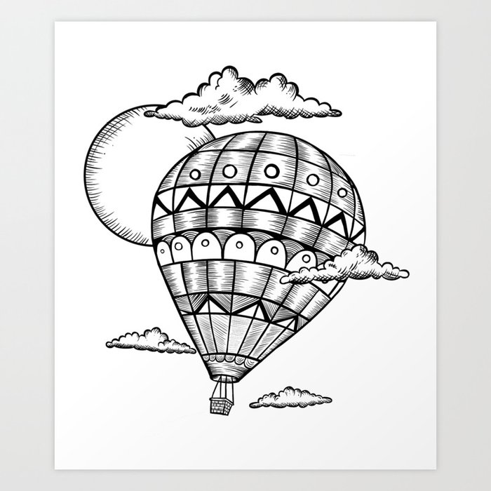 Vintage Hot Air Balloon Adventure T Shirt Art Print By Wwb Society6