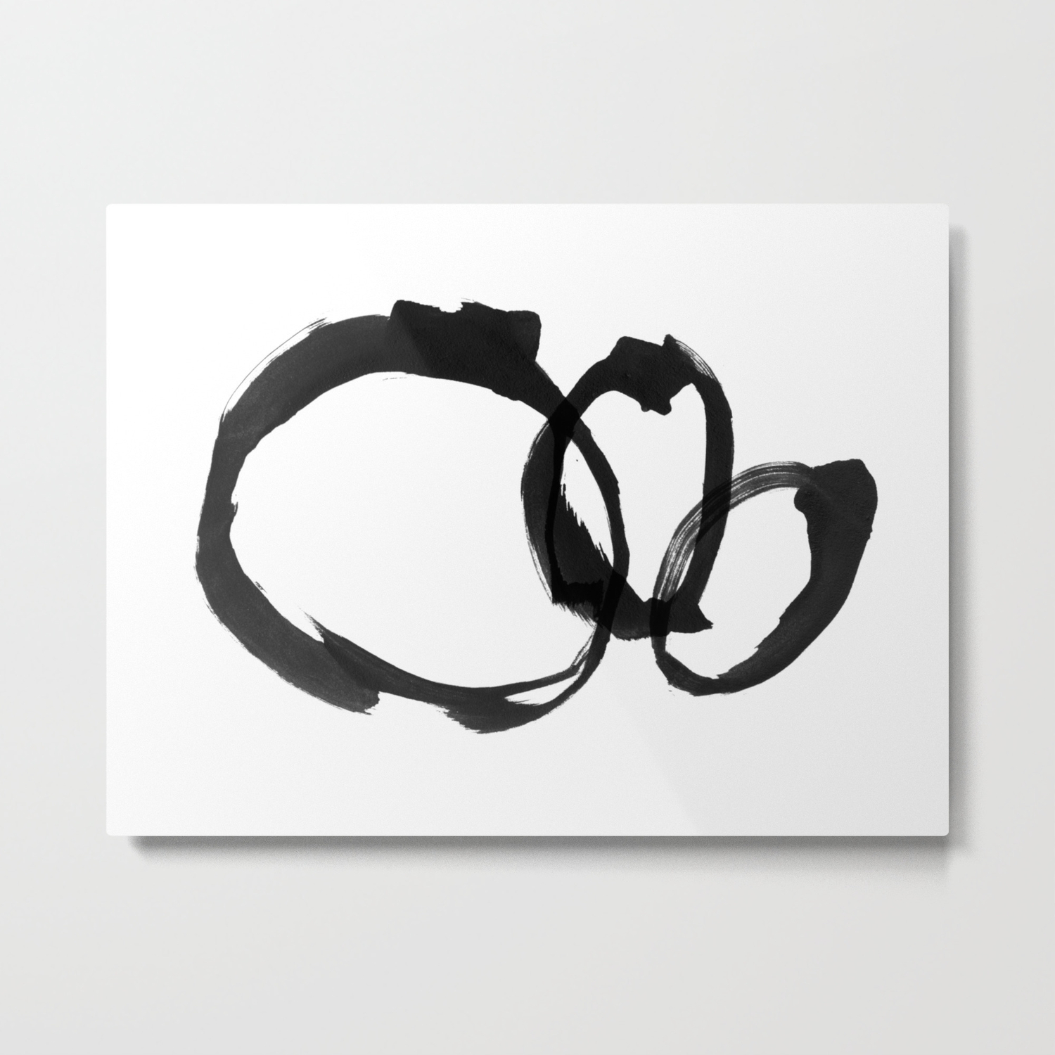 Black And White Round Abstract Shapes Minimalist Ink Painting
