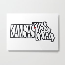 Kansas City Typography - Black Metal Print | Columbia, Usa, Digital, Stlouis, Kansas, Kansascity, Wichita, Font, State, Olathe 