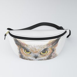 Owl Great Horned Owl Watercolor Fanny Pack