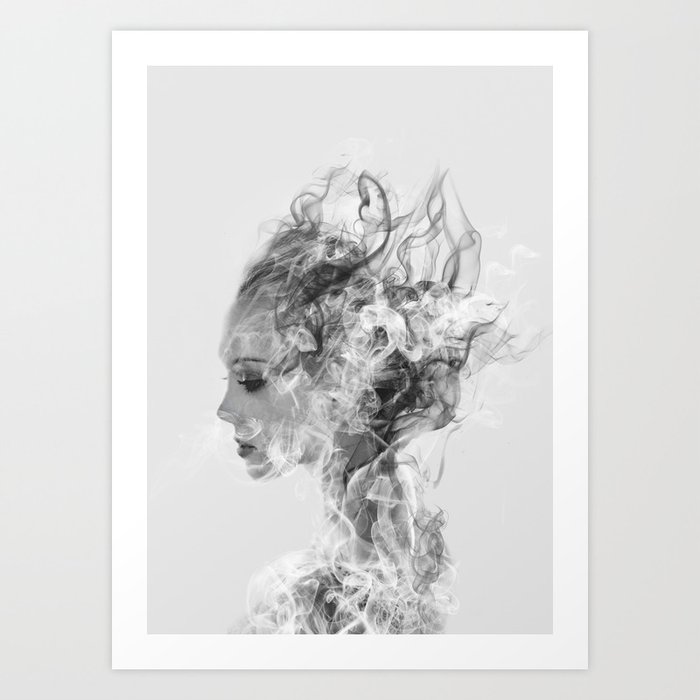 In Another World Art Print | Collage, Digital, Black-&-white, Illustration, People, Graphic-design, Digital