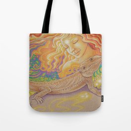 Sun And Dragon, Bearded Dragon Art Tote Bag