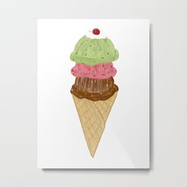 Ice Cream Metal Print | Sugarcone, Acrylic, Painting, Cherry, Mint, Strawberry, Painted, Icecream, Whip, Wafflecone 