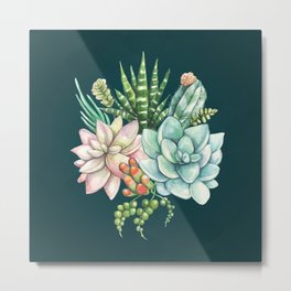 Succulent and Cactus Galore - Jewel Tone Metal Print