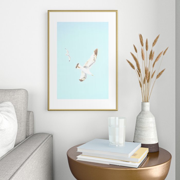 Framed art print Seagulls flying by ARTbyJWP | Society6