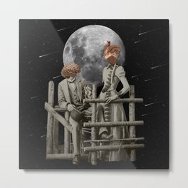 Mr and Mrs Metal Print | Surreal, Gentleman, Lady, Dating, Heart, Gothic, Bizarre, Romantic, Vintage, Moon 