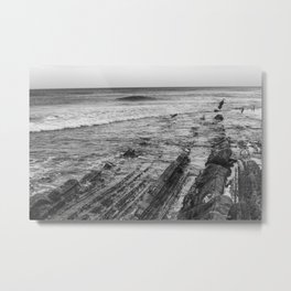 Sakoneta Beach (3) Metal Print | Nature, Natural, Black And White, Stone, Sakoneta, Sea, Tide, Photo, Gipuzkoa, Wild 