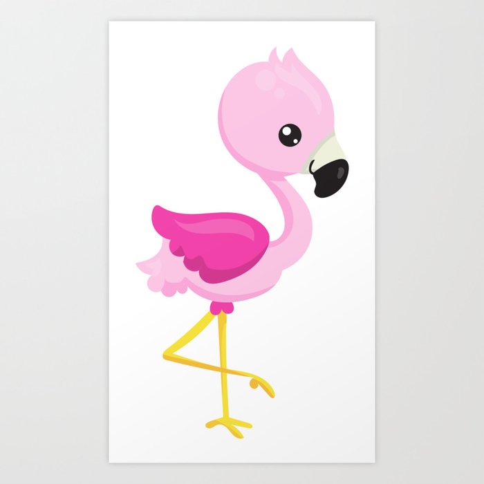 Cute Flamingo Baby Flamingo Pink Flamingo Art Print By Sitnica
