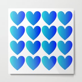 Love Hearts Classic Blue Ombre Metal Print | Loyalty, Cutepattern, Harmony, Trust, Pattern, Lueheart, Funpattern, Romance, Peace, Graphicdesign 