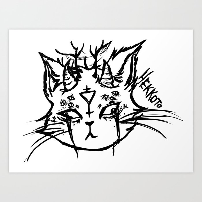 tattoo design, tattoo cat, demon cat, cat design Art Print by Hekkoto |  Society6