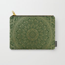 Mandala Royal - Green and Gold Carry-All Pouch | Green, Oriental, Pattern, Meditation, Graphicdesign, India, Metallic, Luxury, Gold, Mandala 