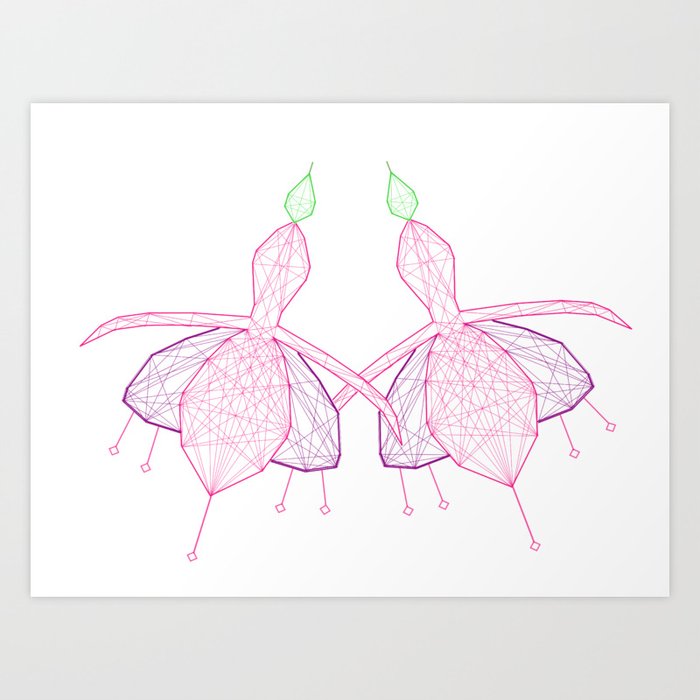 Pink Purple Geometric Abstract Art Fuschia Flower Art Print By