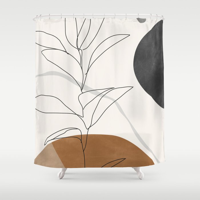 Abstract Art /Minimal Plant Shower Curtain by thindesign Society6