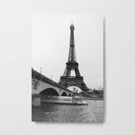 "Tower View" Black And White Fine Art Photography Print Of La Tour Eiffel Paris Metal Print | Blackandwhite, Photo, City, Boat, Attraction, Tourist, Parisian, Black and White, Historic, Architecture 
