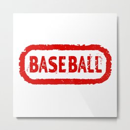 Baseball Red Ink Rubber Stamp  Metal Print | Isolated, Stamp, Red, Baseball, Art, Graphicdesign, Sport, Rubber, Illustration, Stamper 