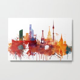 Moscow Watercolor Skyline Metal Print | Watercolor, Moskva, Digital, Cityscape, Architecture, Popart, Russia, Abstract, Skyline, Aquarelle 
