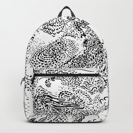 Wilted Unicorn #2 Backpack | Energies, Mysterious, Mists, Landscape, Digital, Pattern, Clouds, Drawing, Blackandwhite, Dreamy 