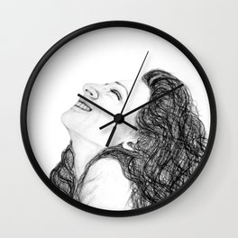 Tell Me Something Good in B/W - Expressions of Happiness Series - Black and White Original Drawing Wall Clock | Originalart, Happinessmug, Laughing, Laughter, Expressiveart, Chalk Charcoal, Happinessartwork, Black And White, Happywoman, Joyous 