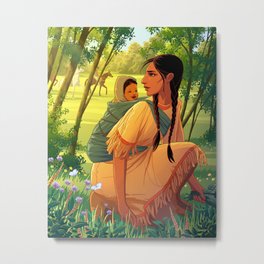 Sacagawea Metal Print | Lewisandclark, Historical, History, Nativeamerican, Vintage, Indian, Painting, Illustration, Woman, Popart 