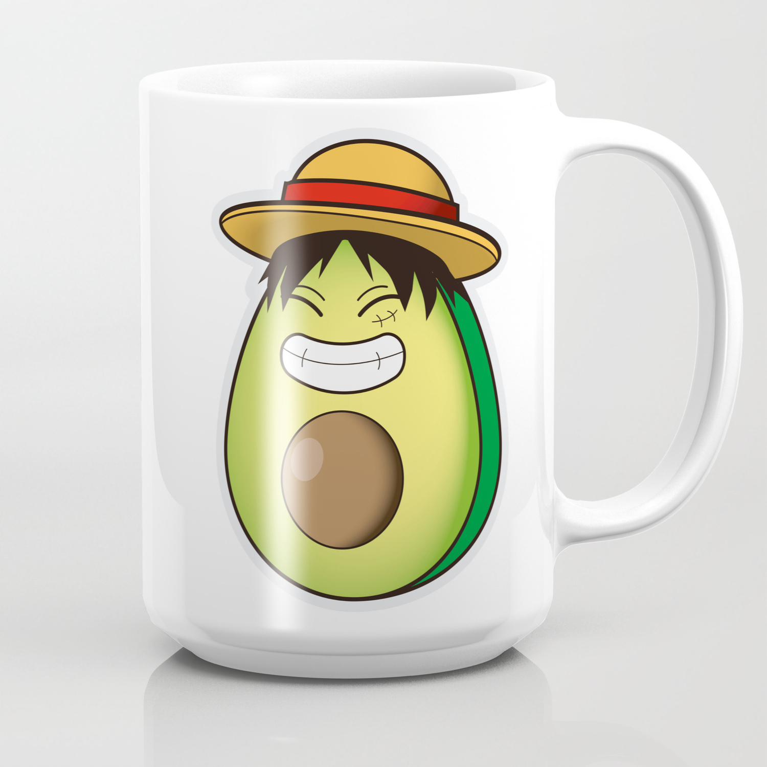 sticker, avocado, anime, straw-hat, one-`piece, monkey-D Coffee Mug by  Elvisticker | Society6