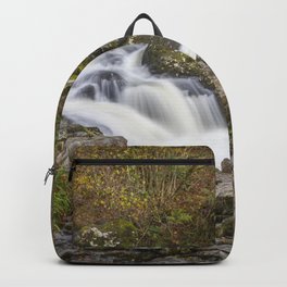 Aira High Force Waterfall Backpack | Digital, Cumbria, Highforce, Color, Aira, Autumnal, Lakedistrict, Cascade, Photo, Wood 