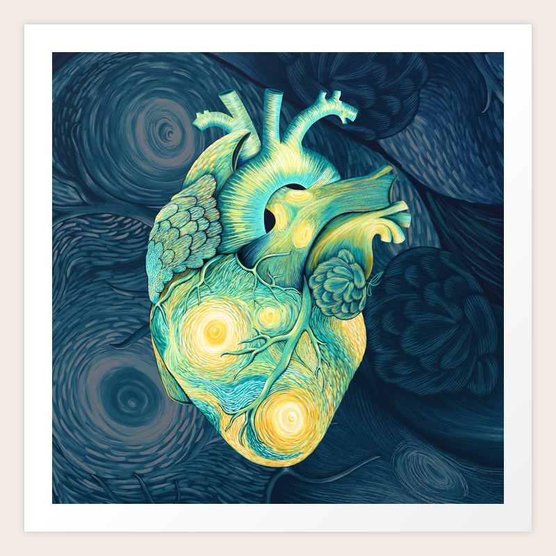 Anatomical Human Heart Starry Night Inspired Art Print By Fayeenamno Society6
